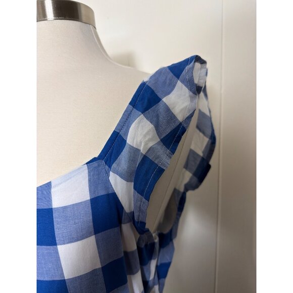 NWT J.Crew Factory Blue & White Gingham Tiered Midi Dress XL - Picture 12 of 16